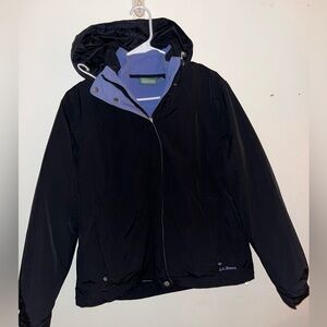 L.L. Bean women’s M Black and Light purple Hooded Jacket fleece removable layer